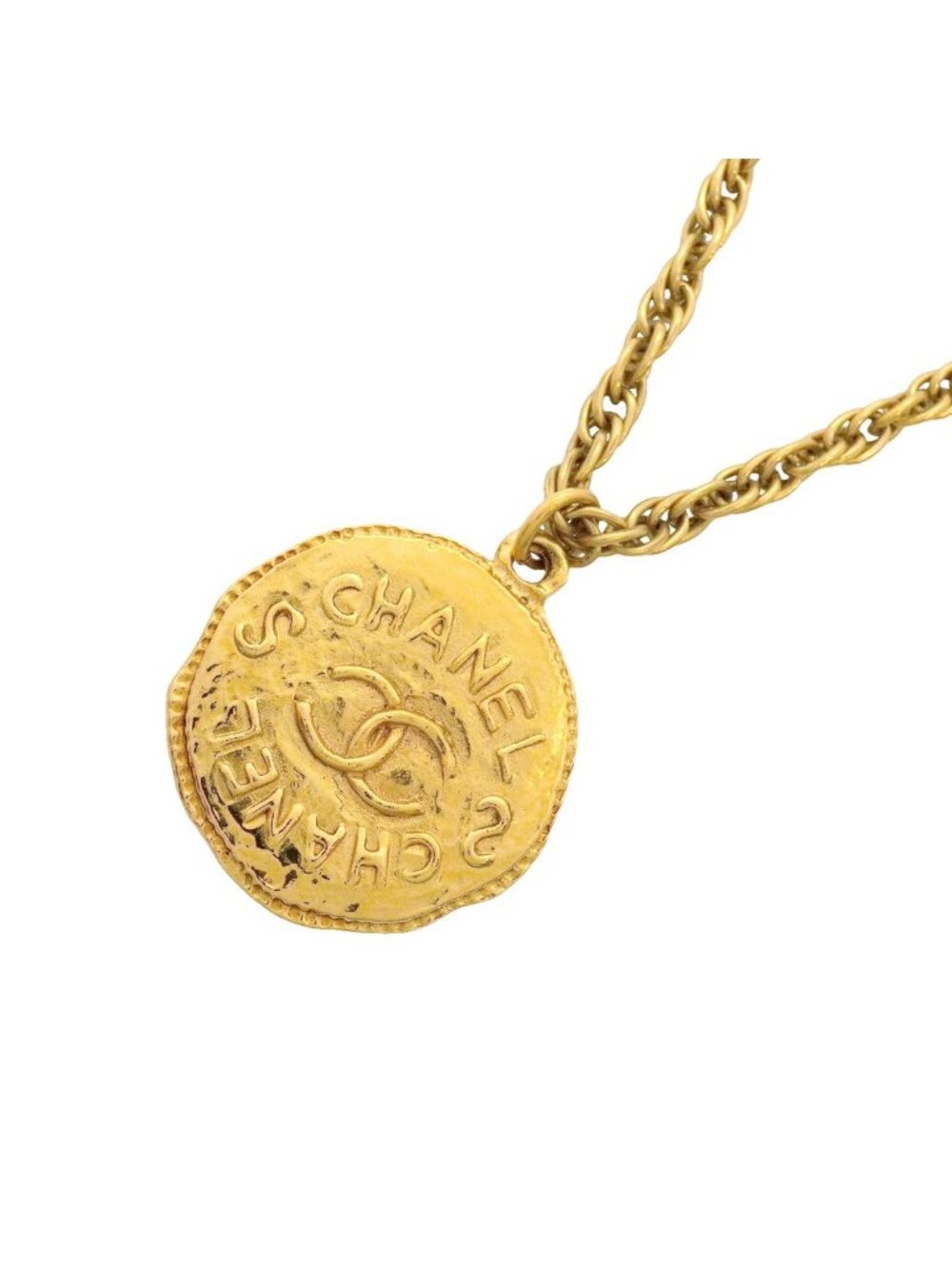 Chanel Necklace Vintage CC Logo Gold Plated
